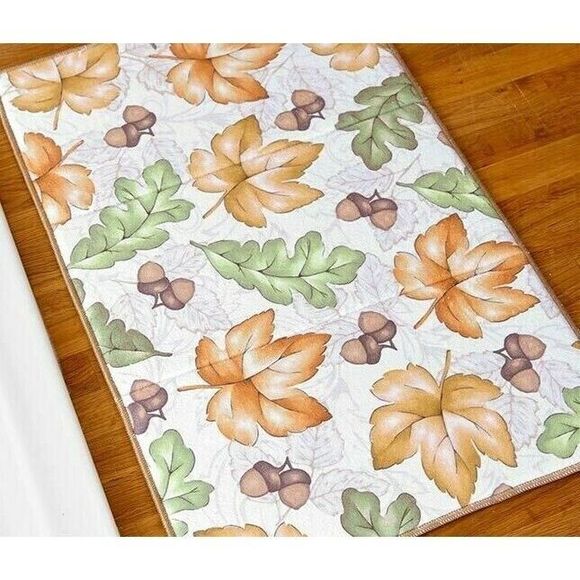Autumn Leaves Acorns Dish Drying Mat Cream Microfiber Fast Drying Fall Kitchen - Picture 2 of 2